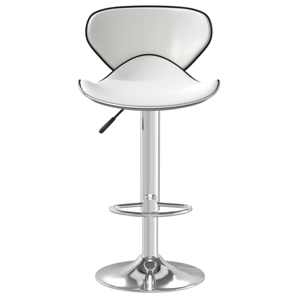 Taboret barowy biała sztuczna skóra z podnóżkiem, obrotowy i z regulacją wysokości, stal chromowana, 45,5 x 45 x 80 – 101 cm, idealny do kuchni, jadalni, baru, baru, baru, baru, salonu
