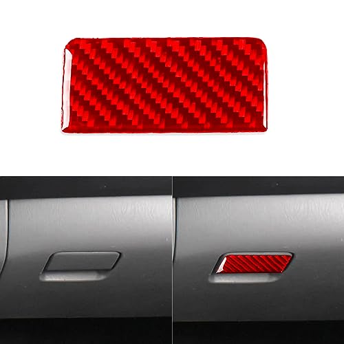 UOADA Car Glove Box Switch Cover Trim Dashboard Decal Storage Box Handle Sticker Compatible with Toyota Tacoma 2005-2011 Real Carbon Fiber Interior Accessories Red