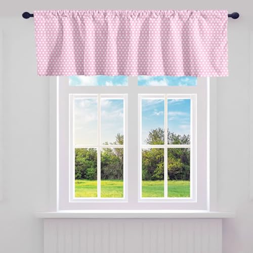Castle Fairy Pink and White Valance Curtains,Polka Dots Circle Round