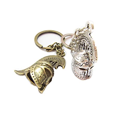 Spartan Keychain Set Spartan Helmet Keychain Sparta Jewelry Spartan Warrior Keychain Sparta Keychain