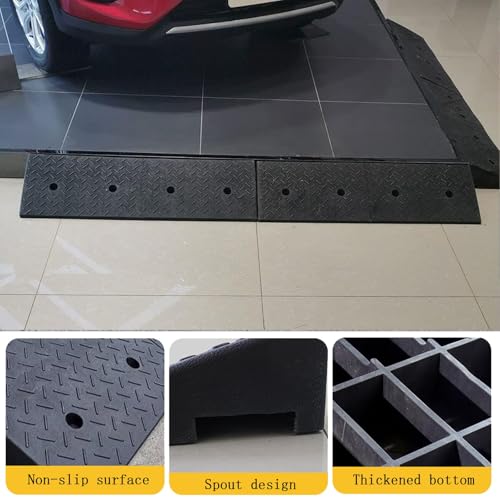 Rampa de umbral de caucho y plástico, alturas de 10 cm a 15 cm, para sillas de ruedas, motocicletas, automóviles y bicicletas (100 x 30 x 10 cm) miniatura 3