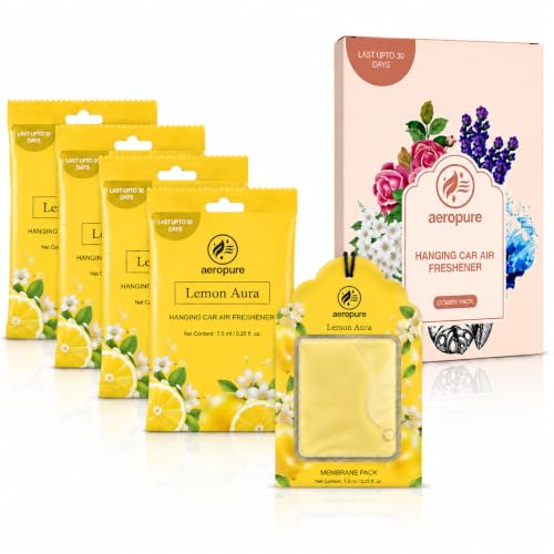 Image of Aeropure Gel Wink Hanging Car Perfume | Long-Lasting Gel Based Car Air Freshener | Car Accessories | Last Up to 30 Days | Lemon Aura - Pack of 4