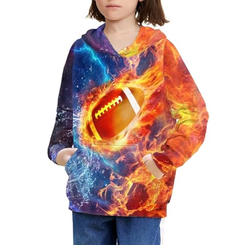 Image of WELLFLYHOM Boys Hooded Sweatshirts Hoodie Pullover Cool Graphic Crewneck Blouses Size 6-16