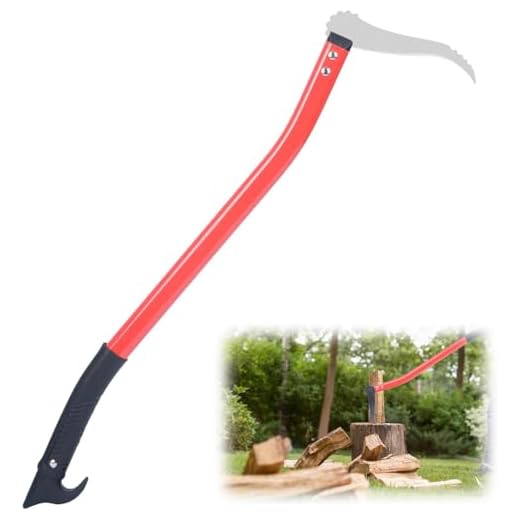 ohbien Sappie Handsappie mit Alustiel 72 cm, Handsappel mit Gezahnter Schneide entfernen von Ästen und Spalten von Holz, Rot