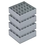 Homsorout 4 Stück Aufbewahrungsboxen 24 Zellen Schublade Organizer Faltbare kleiderschrank Schrank Organizer zum Aufbewahren von Unterwäsche, Socken, Krawatten, Gürtel und Andere Zubehörteile