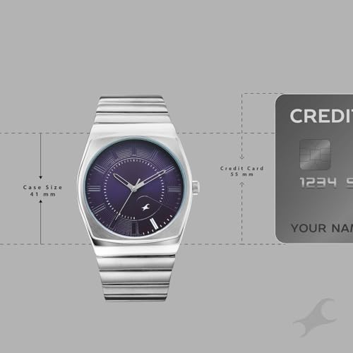 Image of Fastrack Stunners XI with Quartz Analog Dark Purple Dial Silver Stainless Steel Strap Watch for Men - 38212SM02