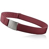 ONE-BELT No Show Invisible Elastic Belts for Women & Men Non Slip Fits waist upto 50 Inch. (Wine Red