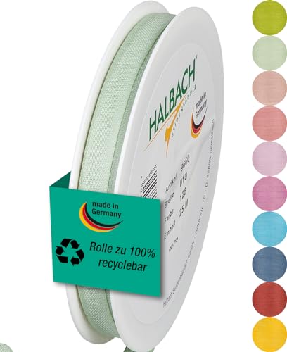 Halbach Seidenbänder Geschenkband | Breite 10mm Länge 25m | Schleifenband made in Germany | Geschenkbänder in Vielzahl von Farben und Breiten, perfekt zum Verpacken und Dekorieren, Farbe: mint