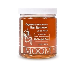 MOOM Organic Sugar Wax with Tea Tree Oil, 12 oz Jar, Hair Removal for Bikini, Brazilian, Face & Legs – Soft Wax for Sensitive Skin, Wax Beads Alternative For Women & Men (Strips & Sticks NOT Included)