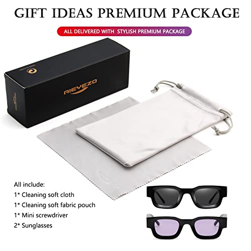 Image of AIEYEZO Modern Thick Rectangle Sunglasses for Women Men 90s Retro Chunky Square Polarized Sun Glasses UV400 Protection
