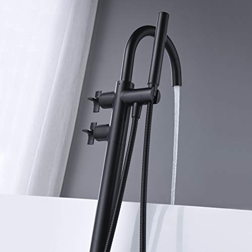 Grifería para bañera independiente Artiqua 1001BK color negro con ducha de mano, fabricada en latón miniatura 4
