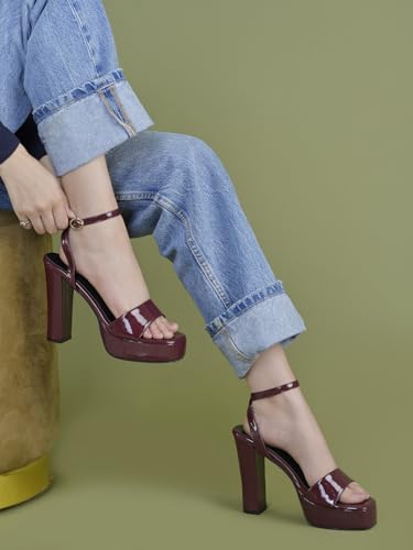 Image of Shoetopia Women's Block Heel Sandals - Platform Party Heels with Ankle Strap | Stylish Dress Sandals for Weddings & Evening