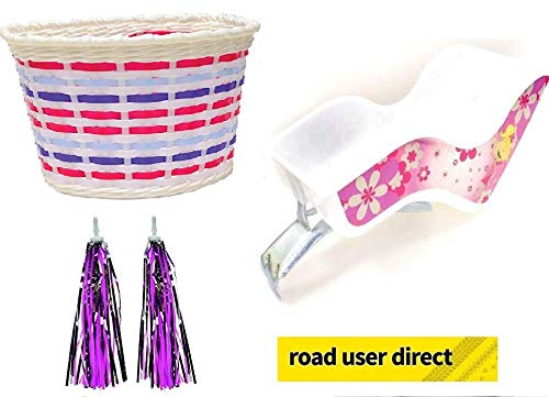 Roaduserdirect Children Bike Accessory Pack - Dolly Seat/Multi Coloured Basket & Handlebar Streamers