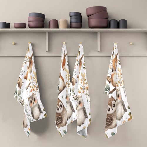 Paños de cocina muy absorbentes y de secado rápido con estampado de búhos 6