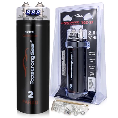 TOPSTRONGGEAR 2 Farad Digital Power Capacitor for Car Audio System, Performance Car Audio Capacitors