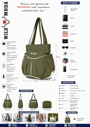 Image of WILD MODA Women's Tote & Shoulder Bag (Set of 1) | Set of 1