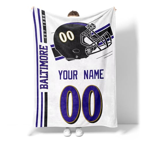Image of Baltimore Throw Blanket Custom Name and Number Personalized Gifts for Men and Women