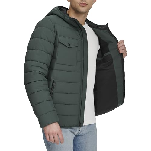 Image of Water Resistant Performance Stretch Hooded Puffer Jacket