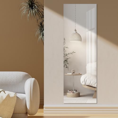 DEHWFT Full Length Mirror 47.25x15.75 Inch Acrylic Shatterproof Soft Mirrors Non-Glass Wall-Mounted Fitness Mirror for Home Lightweight Durable Modern Decor for Bedroom/Living Room/Cloakroom