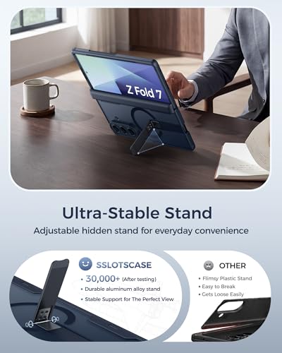 Image of SSLOTSCASE Magnetic for Samsung Galaxy Z Fold 7 Case, Stand & Screen Protector & Hinge Protection & Camera Protection, Military-Grade Protection Rugged Shockproof Case for Galaxy Z Fold 7 2025, Black