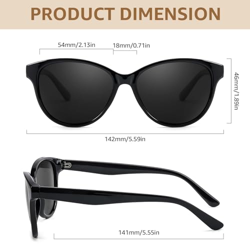 IGnaef® Trendy Polarized Sunglasses for Women, Classic Round Cateye Shades with UV400 Protection IF80913