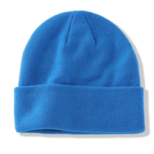 Home Prefer Mens Beanies Cuffed Knitted Winter Hat Watch Skull Cap Warm Beanie Hat for Men Women Unisex Gifts (US Alpha One Size Bright Blue)