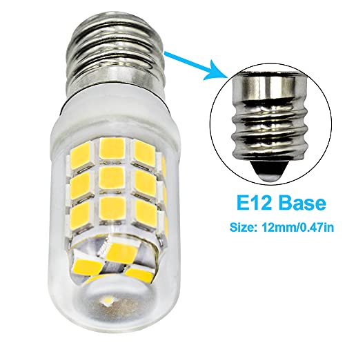 E12 Led Fridge Water Dispenser Light Bulb 2W(15W Replacement) 120V T5 Tubular Appliance Bulb For Chandeliers Home Lighting Refrigerator/Dryer Drum Light C7/S6 Clear Glass Daylight White 6000K,2-Pack #TOP5