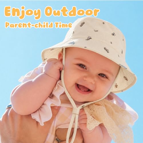 Image of Muslin Baby Sun Hat Sun Protection Baby Toddler Bucket Hats for Boys Girls
