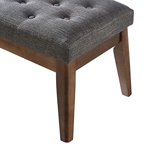 24KF Linen Upholstered Tufted Bench with Solid Wood Leg,Ottoman with Padded Seat-Dark Gray by 24KF - Used condition - Image 6