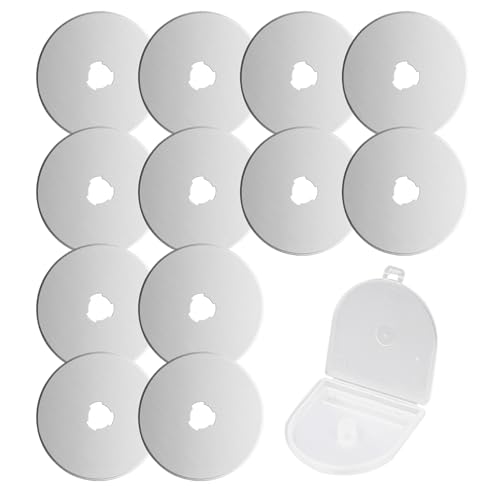12 Pièces Lames de Rechange pour Cutter Rotatif, 28mm Lame Rotatives, pour le Quilting, le Papier, le Tissu, le Scrapbooking, la Couture, la Découpe de Tissu