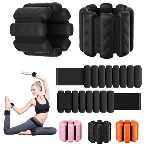 Image of Wrist and Ankle Weights for Women&Men - Adjustable Pilates Weighted Bangles, 2 lbs Weighted Arm Bands Foot Leg Weights for Walking, Yoga, Training, Exercise, Running, Set of 2 (1LB Each) (Black)