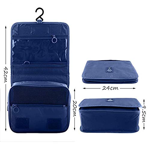 Image of Handcuffs Polyester Toiletry Travel Organizer, Large Capacity Suitcase Luggage Portable Dopp Kit Wash Bag (Blue)