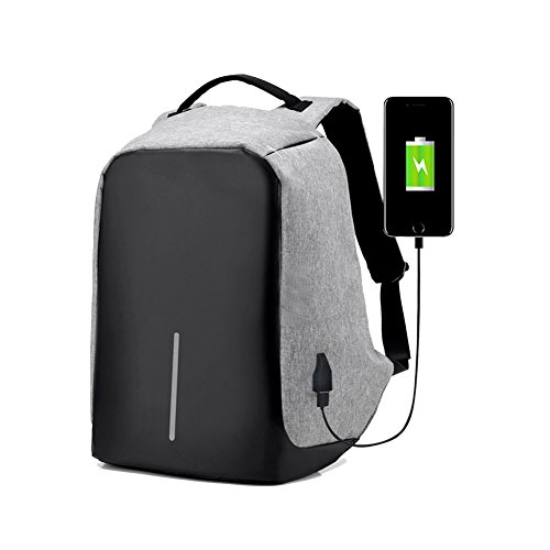 MissChild Mochilas Cuero PU Mujer Niña Mochila de Casual Bolsa de Viaje Bolso de Escuela para Trabajo, Diario, Ocio Gris