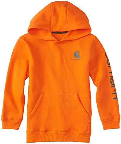 Carhartt Boys' Little Hooded Long Sleeve Sweatshirt, Dark Orange, 6