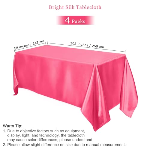 Image of TURSTIN 4 Pcs Gradient Pink Satin Tablecloth 102 x 58'' Overlay Table Cover