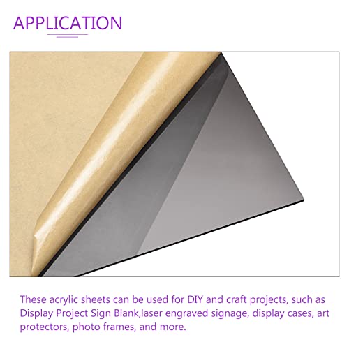 Image of DMiotech 2pcs 12 inch x 12 inch 3mm Thick Plastic Acrylic Board Acrylic Sheet PMMA Acrylic Board for Craft DIY Display Project Sign Blank Black Clear