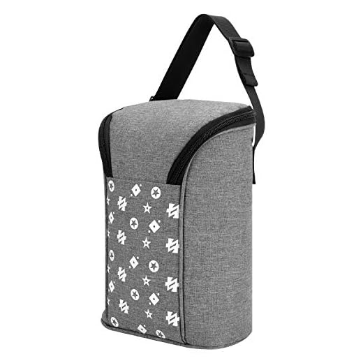 Insulated Breastmilk Cooler, Baby Bottle Tote Bags for Travel Double Baby Bottle Warmer or Cool (Grey)