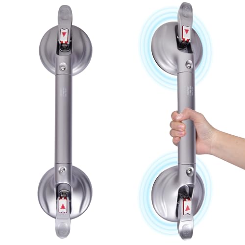 HEINSY 19inch Shower Suction Grab Bar, Portable Shower Handle Bar Suction Grip Bar Bathtub Handle with Strong Hold Suction Cup Fitting and Rapid Release for Bathroom(Max Capacity 300lb