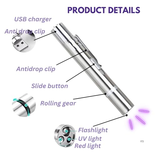 Image of USB Rechargeable Cat Laser Toy - 7-in-1 Interactive Laser Light Pointer - Multi-Pattern Lazer Lights for Cats - Cat Toys Play - Powerful Stimulation Toy with UV Light & Flashlight