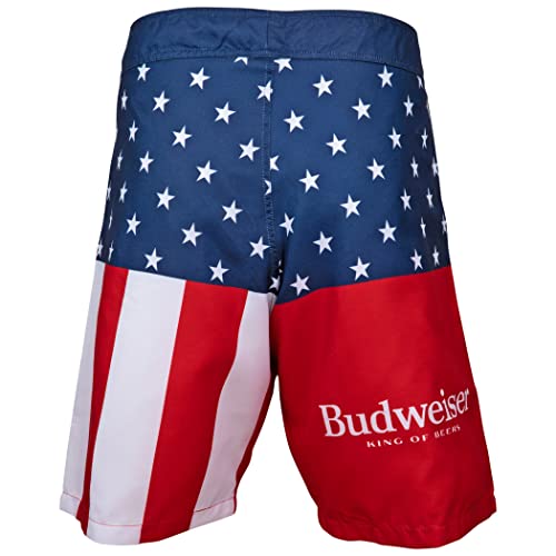 Budweiser King of Beers Stars and Stripes Men's Swim Trunks Board Shorts (as1, Alpha, x_l, Regular, Regular, 2XLarge (38)) Blue4
