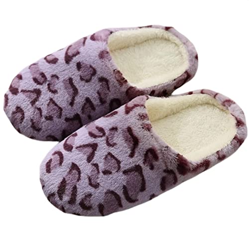 Chaussons d'hiver en peluche épaisse pantoufles de maison pour femmes violettes