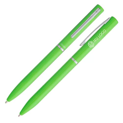 Caneta Crown Damas Esferográfica Personalizada Com Nome Logo (Verde)