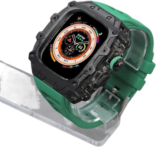 Boîtier Apple Watch Ultra 2 49 mm en alliage transparent et bracelet caoutchouc Rm Style