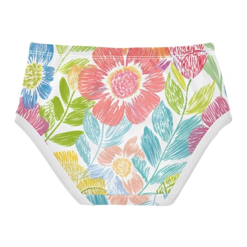 Girls Underwear Toddler 2t Cotton Panties Little Girl Animals Briefs Undies Kids Colorful Flowers Sketched Loose2