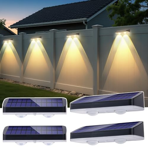 ソーラーライト 屋外 3階段調節 IP65防水 二色式(昼光色と電球色) 1500mAh大容量 ウォールライト 屋外用シーリングライト フェンス ガーデン 超高輝度 表札灯 電源不要 ソーラー 自動点灯 自動消灯 IP65防水 取付簡単 庭 階段 通路 バックヤード シーリング等に適用 (4)