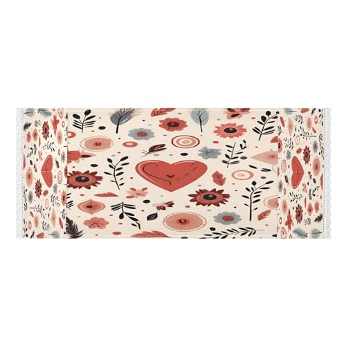 BOESI Doodle Hearts and Floral Pattern Washer and Dryer Cover, 51.2x22in Refrigerator Dust Cover, Appliance Non-Slip Protective Cover Fabric with 4 Storage Bags