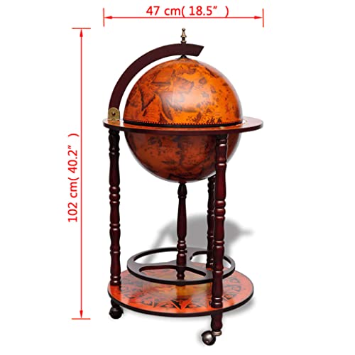 vidaXL Solid Eucalyptus Wood Globe Bar Wine Stand 16th Century Italian Liquor Mini Tables