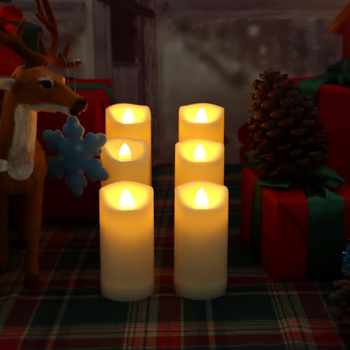 Image of QIDEA 2 inchX5 inch Outdoor Waterproof Flameless Candles with Timer, Battery Operated Flickering Led Pillar Candles, Electric Plastic Fake Candles for Home Garden Wedding Halloween Xmas Decorations 4 Pack