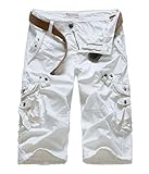 Neubrian Men's Extra Long Cargo Shorts 3/4 Capri Pants White Size 40