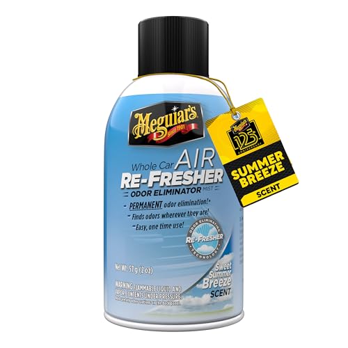 Meguiar's Whole Car Air Refresher, Odor Eliminator Spray Eliminates Strong Vehicle Odors, Summer